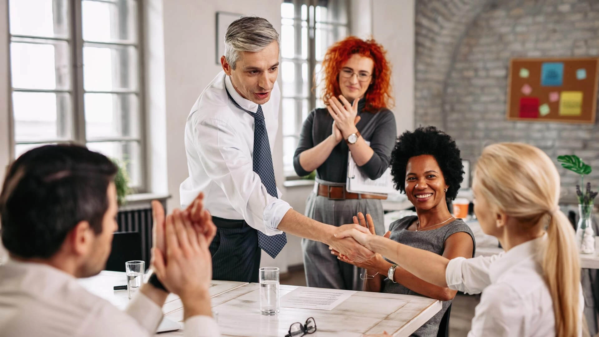 Security business meeting with new clients